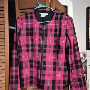 Pink and Black Plaid Women's Jacket